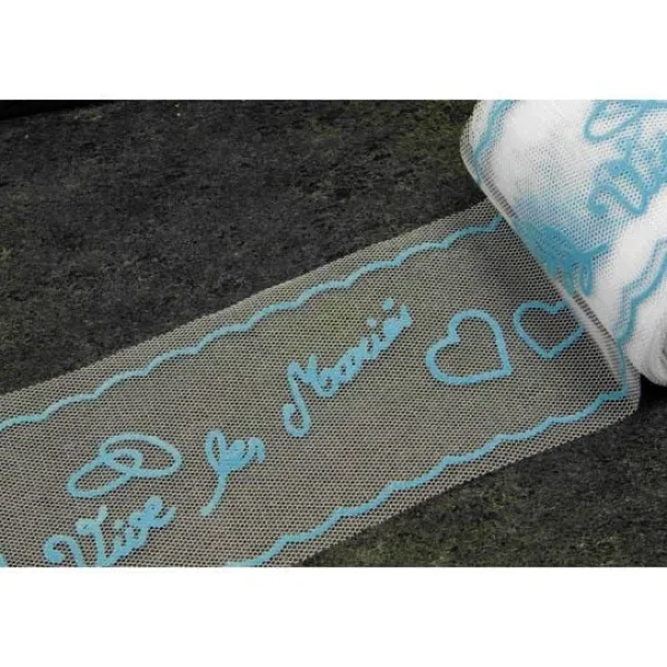 Badaboum Rouleau De Tulle Floqu Vive Les Mari S Turquoise
