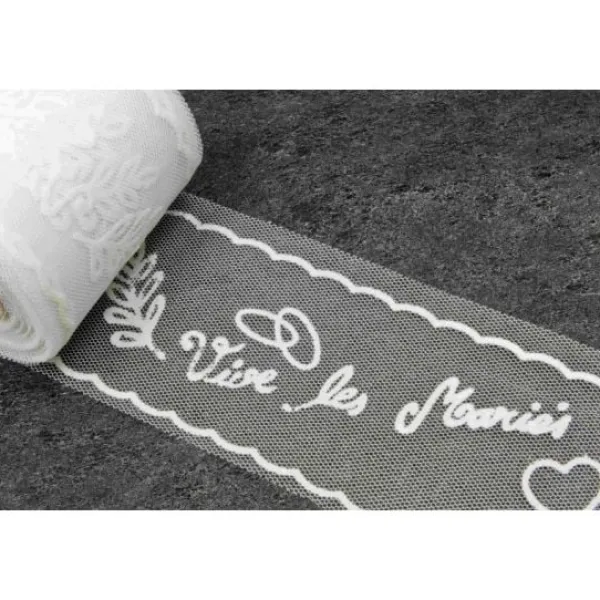 Badaboum Rouleau De Tulle Floqu Vive Les Mari S Blanc