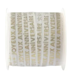 Ruban Bolduc Joyeux Anniversaire Or 10Mm X 25 M Tres Theme Joyeux Anniversaire