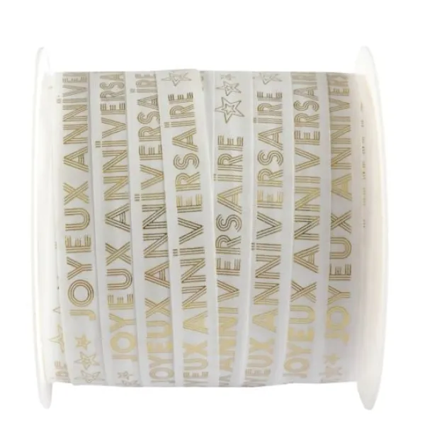 Ruban Bolduc Joyeux Anniversaire Or 10Mm X 25 M Tres Theme Joyeux Anniversaire