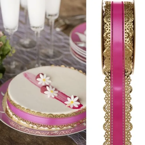 Discount Ruban Charlotte Dentelle Fuchsia 50Mm X 20 M Tres Theme Dentelle