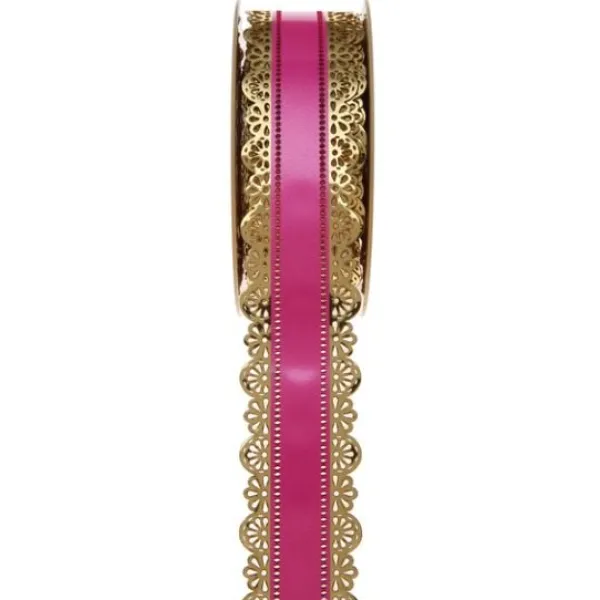 Discount Ruban Charlotte Dentelle Fuchsia 50Mm X 20 M Tres Theme Dentelle