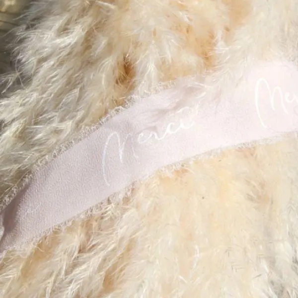 Badaboum Ruban Effiloch Mousseline Merci Blush Et Or