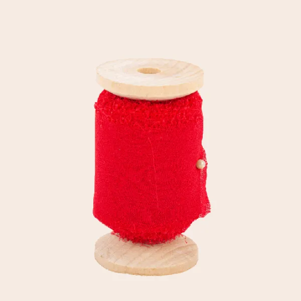 Badaboum Ruban Effiloch Mousseline De Soie Rouge