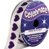 Badaboum Ruban En Bobine Organza Blanc Imprim C Ur Violet