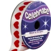 Badaboum Ruban En Bobine Satin Blanc Imprim Coeur Rouge