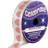 Badaboum Ruban En Bobine Satin Blanc Imprim Coeur Rose Pale