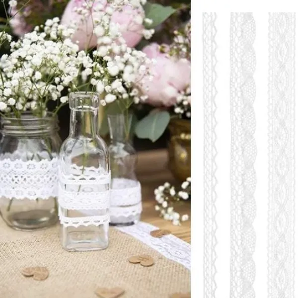 Outlet Ruban En Dentelle Blanc Assortis X 3 Pi Ces Theme Dentelle