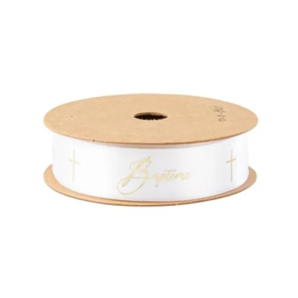 Online Ruban Satin Bapt Me Croix Blanc Et Or Theme Bapteme