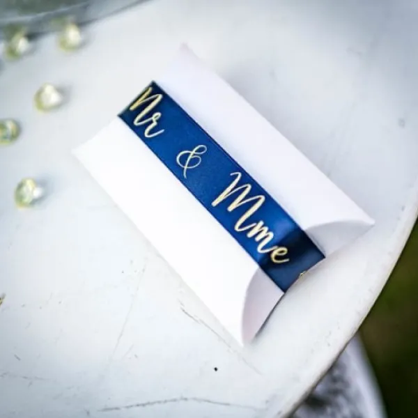 Badaboum Ruban Satin Bleu Marine Mr Mrs