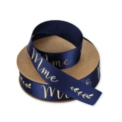 Badaboum Ruban Satin Bleu Marine Mr Mrs