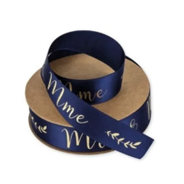 Badaboum Ruban Satin Bleu Marine Mr Mrs