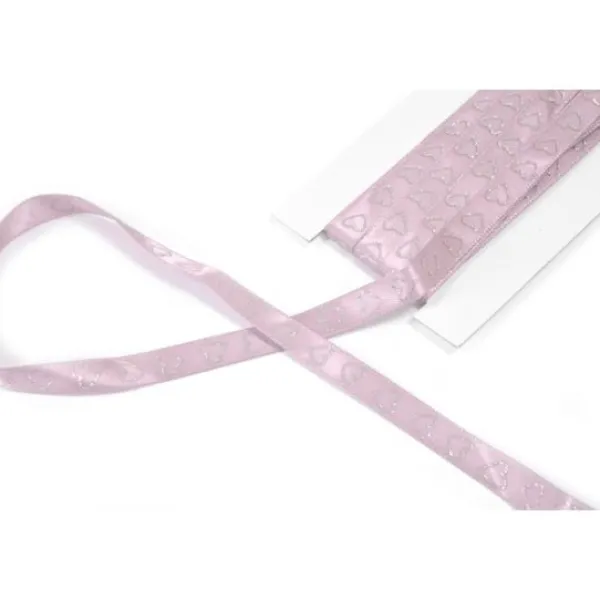 Badaboum Ruban Satin Rose Avec Coeur Paillet
