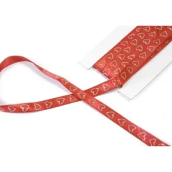 Badaboum Ruban Satin Rouge Avec Coeur Paillet