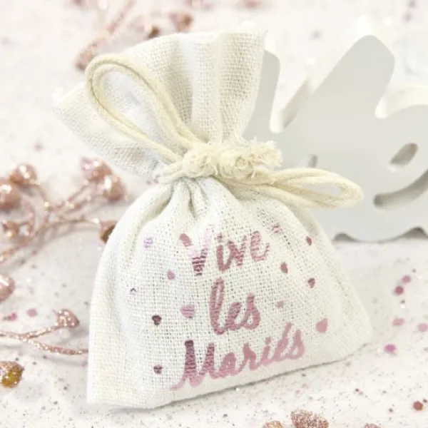 Badaboum Sac A Dragees Coton Vive Les Mari S Rose Gold X 4