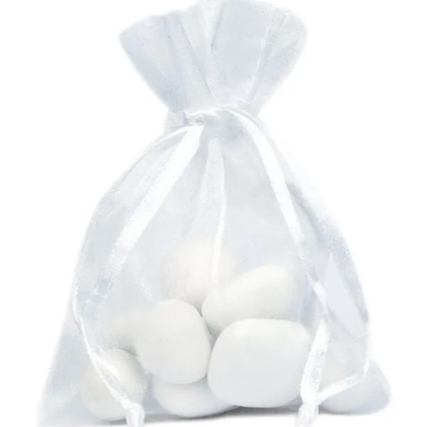 Badaboum Sac Dragees Organza Blanc Pas Cher X 10 Pi Ces