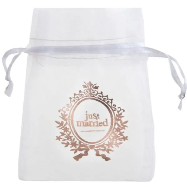 Badaboum Sachet A Dragees Just Married Rose Gold X 6 Pi Ces