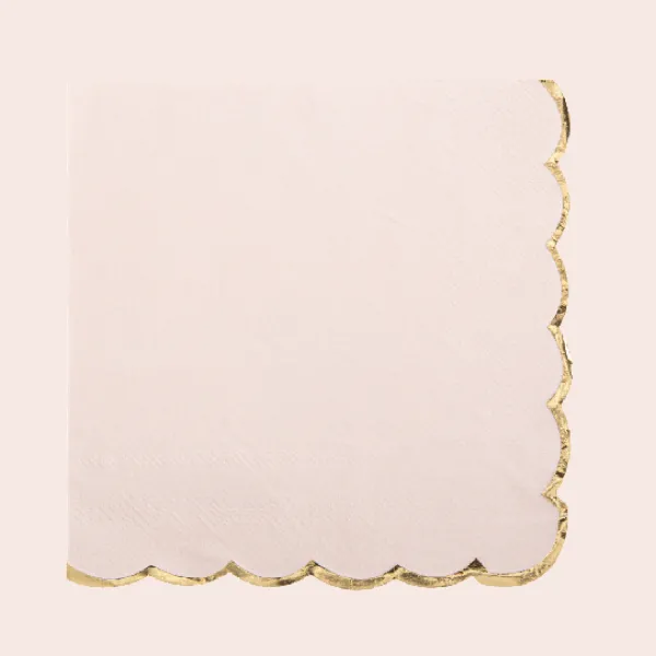 Badaboum Serviette De Table En Papier Rose Liser Or X 16