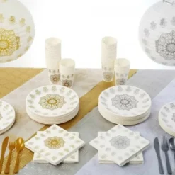 Hot Serviette De Table En Papier Oriental Or X 20 Pi Ces Theme Eid Mubarak & Ramadan
