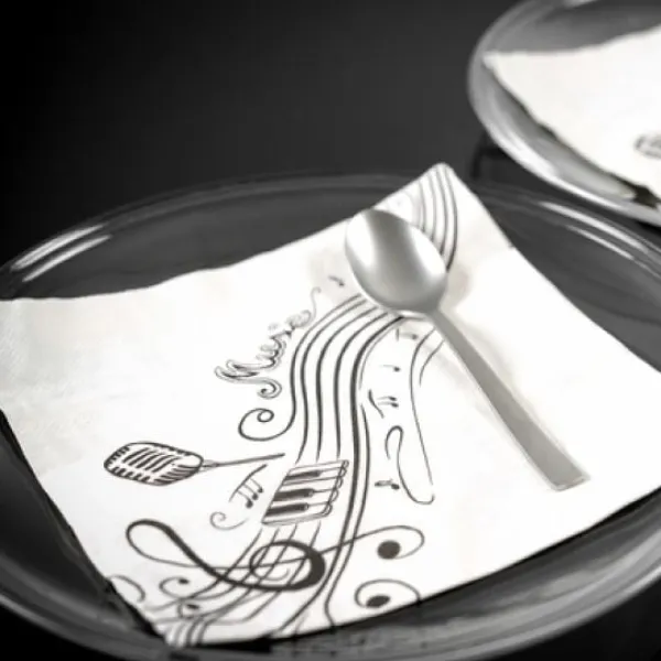 Badaboum Serviette De Table En Papier Musique Blanc X 20 Pi Ces