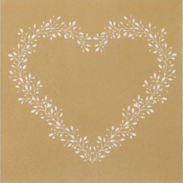 Badaboum Serviette En Papier Airlaid Liser Coeur Or
