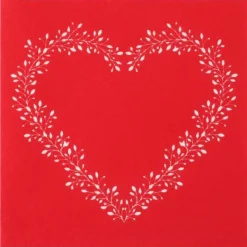 Badaboum Serviette En Papier Airlaid Liser Coeur Rouge