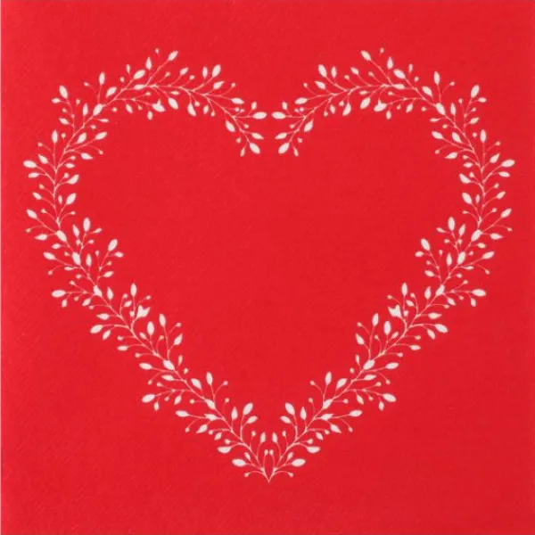 Badaboum Serviette En Papier Airlaid Liser Coeur Rouge
