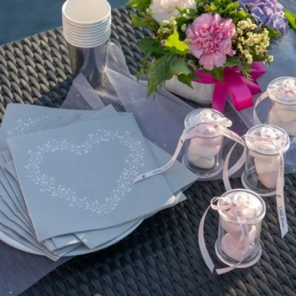 Badaboum Serviette En Papier Airlaid Liser Coeur Argent
