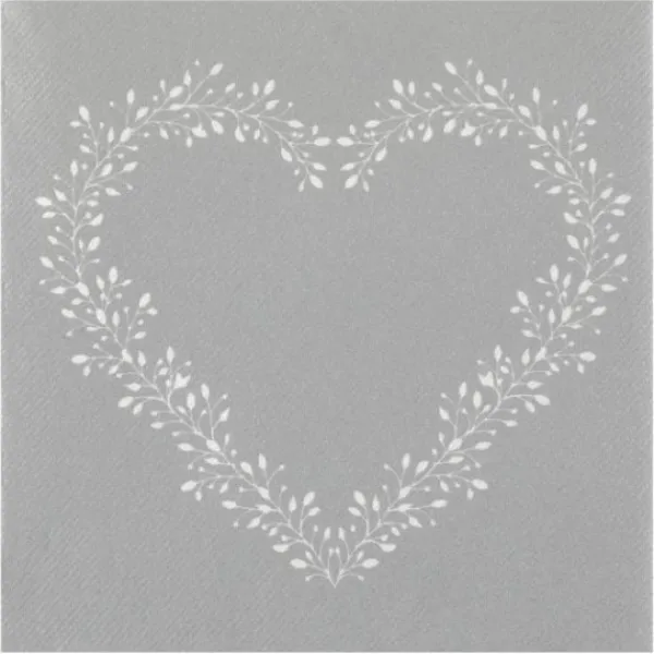 Badaboum Serviette En Papier Airlaid Liser Coeur Argent