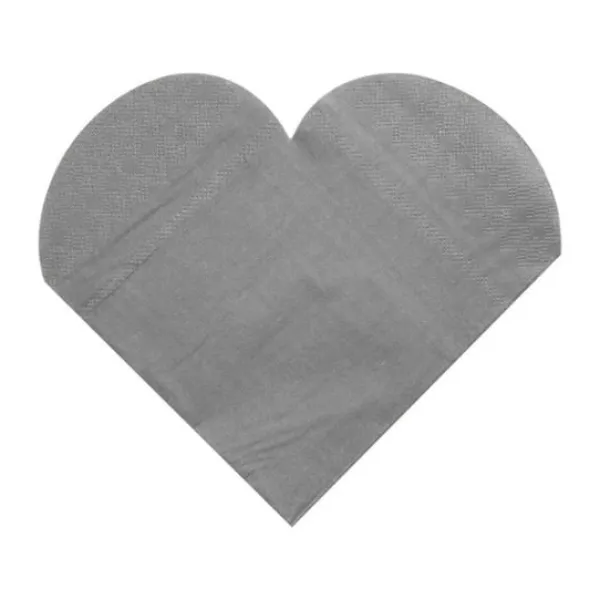 Badaboum Serviette En Papier Coeur Argent X20