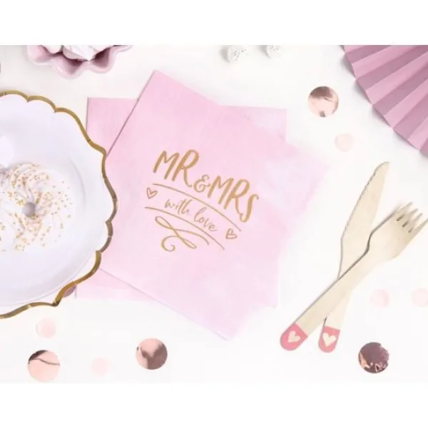 Badaboum Serviette En Papier Mr Mrs Rose X 20 Pi Ces