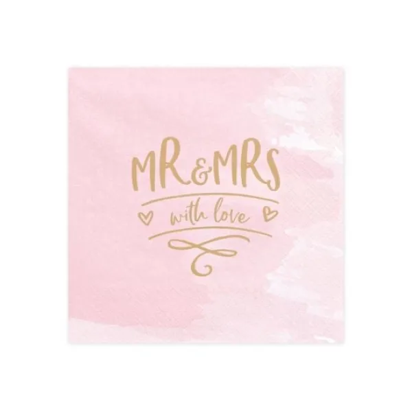 Badaboum Serviette En Papier Mr Mrs Rose X 20 Pi Ces