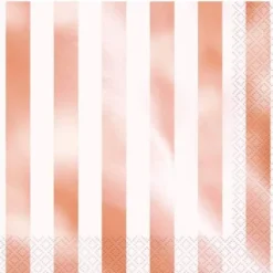 Badaboum Serviette En Papier Rayures Rose Gold X 16