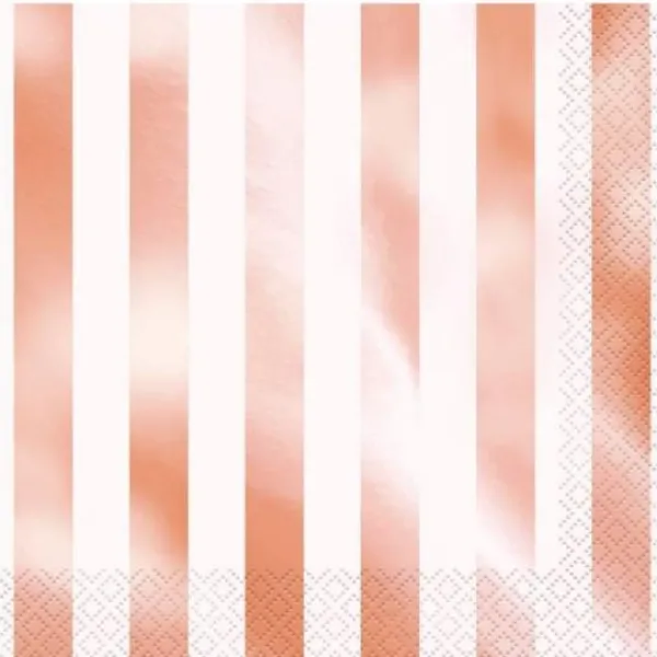 Badaboum Serviette En Papier Rayures Rose Gold X 16