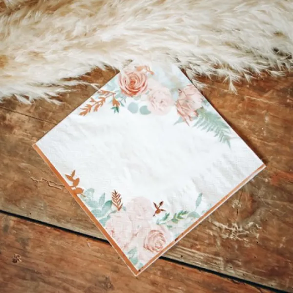 Badaboum Serviette En Papier Theme Vegetal Peony X 16 Pi Ces