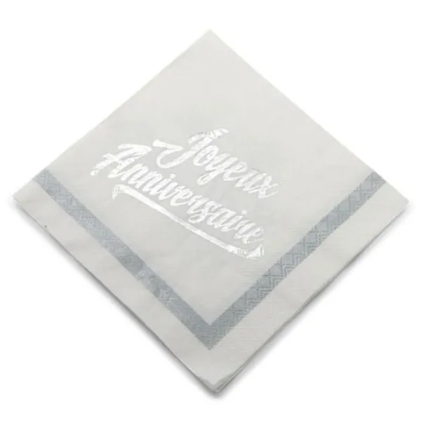Clearance Serviette En Papier Theme Joyeux Anniversaire Argent X 20 Pi Ces Theme Joyeux Anniversaire