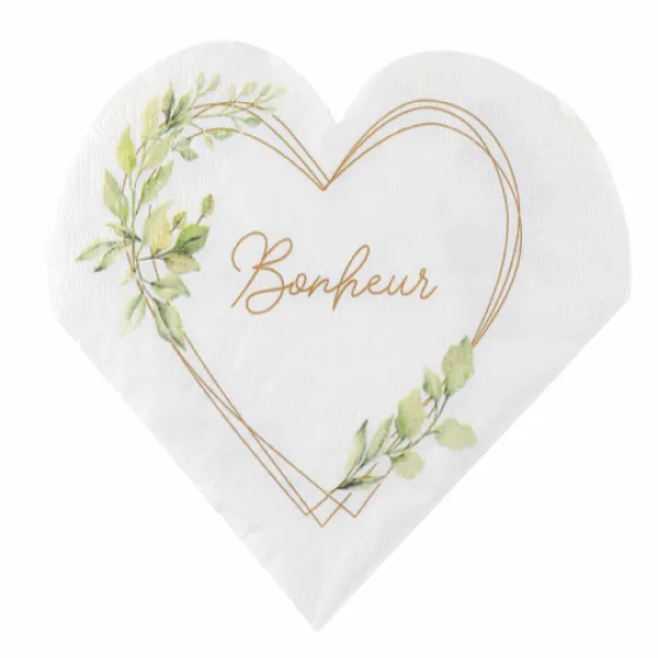 Badaboum Serviettes Coeur En Papier O Bonheur 33Cm X20 Pi Ces
