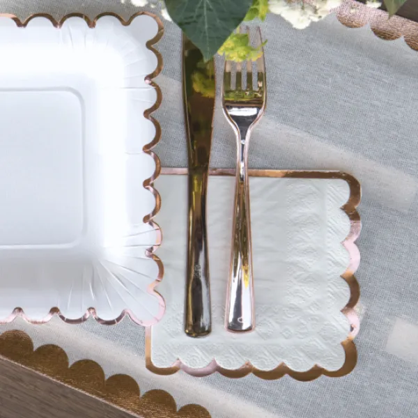 Badaboum Serviettes En Papier Festonn S Rose Gold 25Cm X20 Pi Ces