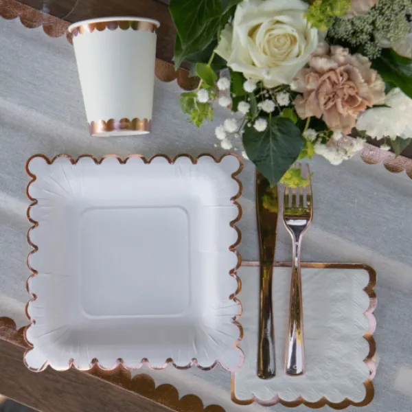 Badaboum Serviettes En Papier Festonn S Rose Gold 25Cm X20 Pi Ces
