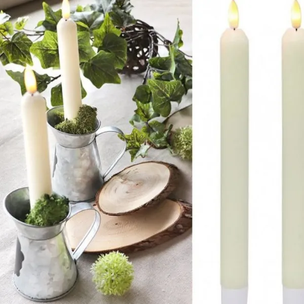 Badaboum Set De 2 Bougies Flambeaux Led Ivoire Discount