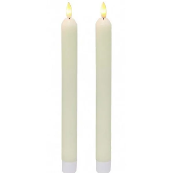 Badaboum Set De 2 Bougies Flambeaux Led Ivoire Discount