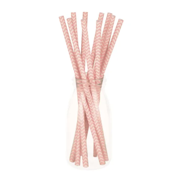 Online Set De 10 Pailles Chevrons Roses Pastel Theme Deco Pastel