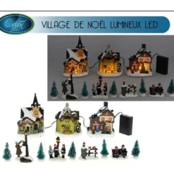 Badaboum Set De 12 Pi Ces Village De Noel Lumineux Led Discount