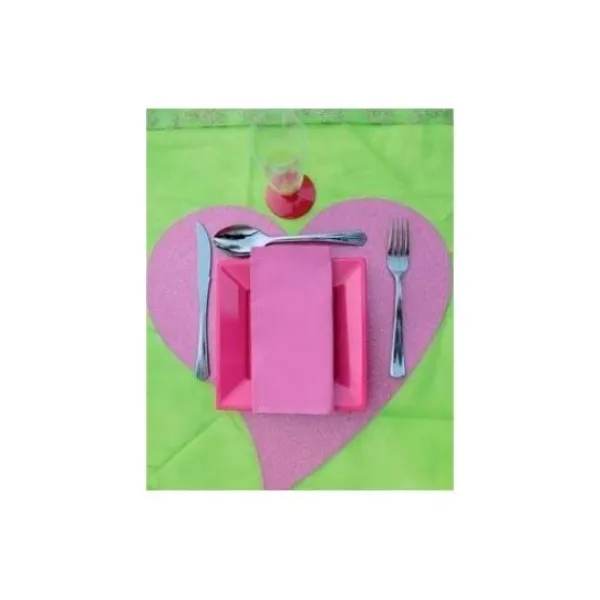 Badaboum Set De Table Coeur Paillet Fuchsia X2