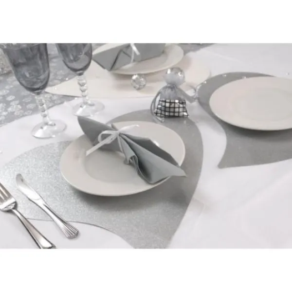 Badaboum Set De Table Coeur Paillet Fuchsia X2