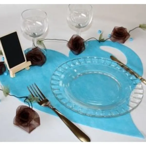 Badaboum Set De Table Coeur Turquoise X50