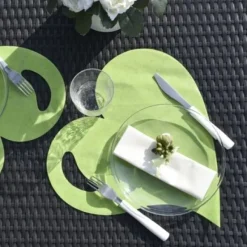 Badaboum Set De Table Coeur Vert Anis X50