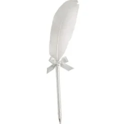 Badaboum Stylo Avec Plume Blanc Pour Livre D'Or