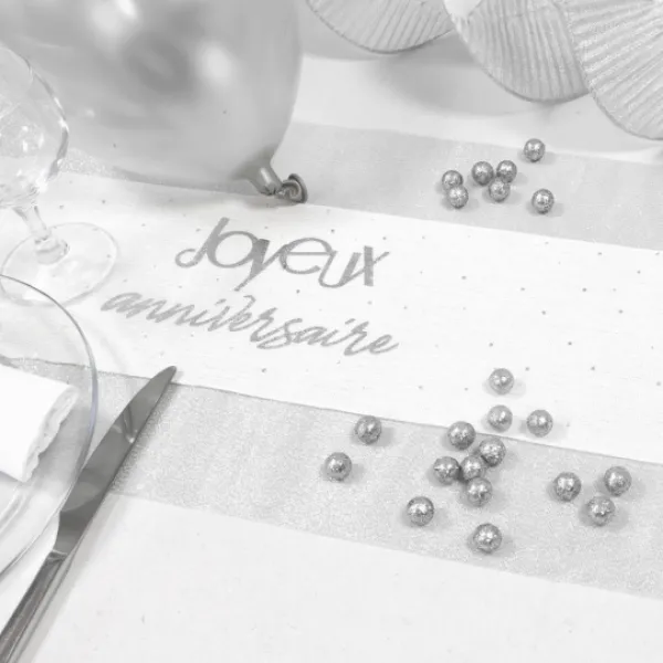 Discount Sur Chemin De Table Joyeux Anniversaire Argent Theme Joyeux Anniversaire
