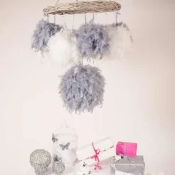 Badaboum Suspension Boule Plume 10 Cm